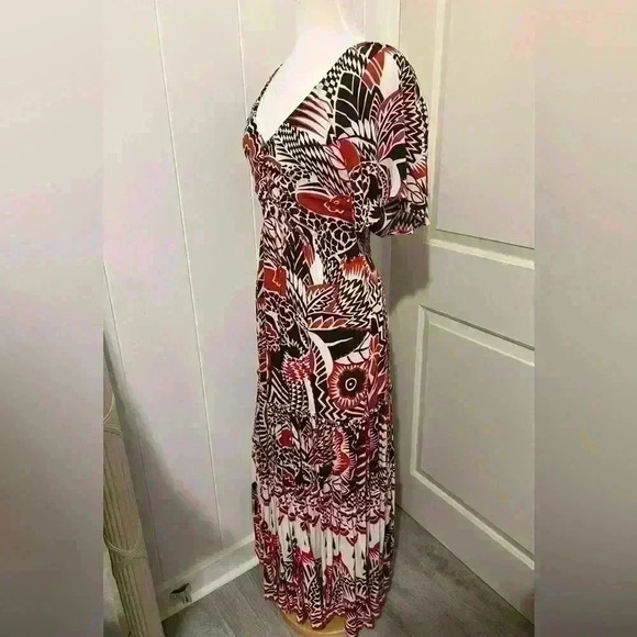 Anthropologie Maxi Tiered Dress Small Brown Orange Bohemian Cutout Boho $180 - Picture 7 of 9